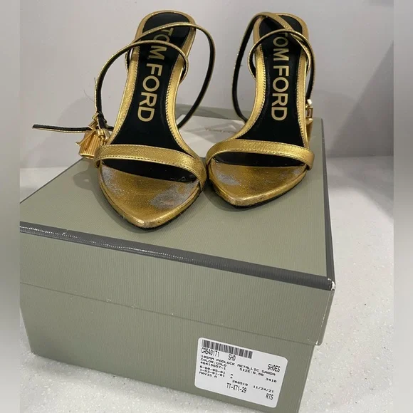 Tom Ford Lock Metallic Stiletto Sandals - Picture 4 of 15